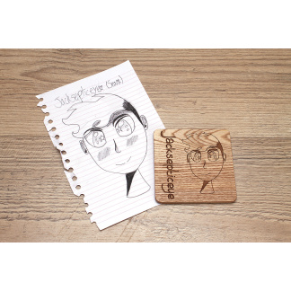 Bamboo Coaster from Childs Drawing, creating a coaster from your child's drawings