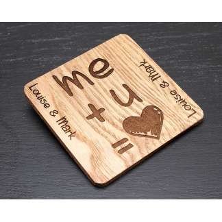 Bamboo coaster - Hearts - Ideal for Valentine's Day