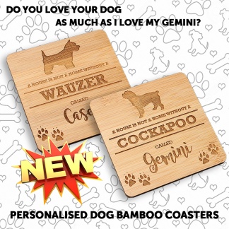 Bamboo Coasters, Personalised Pet Dog coaster