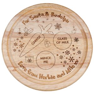 Children's Christmas Eve plate, Personalised Santa plate, Wooden Snack And Drink Board, Santa treat plate
