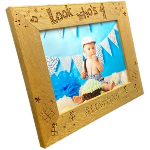 Personalised 1st Birthday Photo Frame - 1st Birthday Frame - Personalised Look Who’s 1 design (EF37)