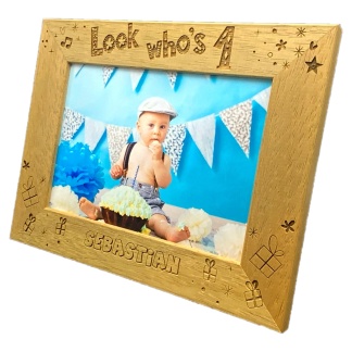 Personalised 1st Birthday Photo Frame - 1st Birthday Frame - Personalised Look Who’s 1 design (EF37)