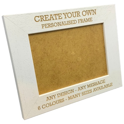 Personalised Wooden Photo Frame Custom Engraved Any Message Portrait or landscape - 6 colours available and 12 sizes (EF1)