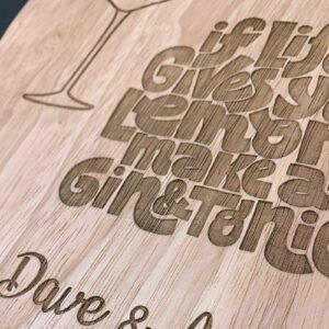 Personalised G&T Chopping Board, Gin and Tonic, Drinks Chopping Board, Chopping Board, Gin Lovers Gift, Personalised Gin and Tonic, Gin Gift