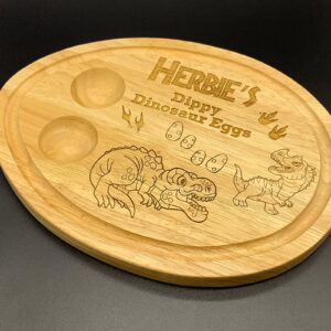 Personalised dippy dino egg board, perfect gift idea and making breakfast fun. Ideal gift for kids, Birthday, Easter, Christmas