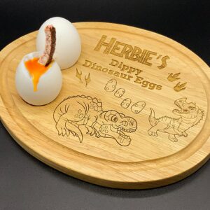 Personalised dippy dino egg board, perfect gift idea and making breakfast fun. Ideal gift for kids, Birthday, Easter, Christmas