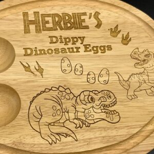 Personalised dippy dino egg board, perfect gift idea and making breakfast fun. Ideal gift for kids, Birthday, Easter, Christmas