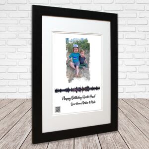 Personalised Sound Wave Photo Print, Playable QR Code, video or audio from the QR code