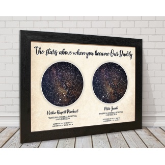 Unique Custom Star Map, Personalised Dual Star Map, Galaxy Star Map, Wedding Gift, Anniversary Gift, Gifts for Men, Gifts for Women