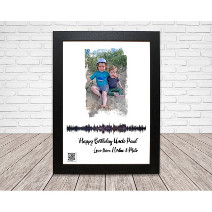Personalised Sound Wave Photo Print, Playable QR Code, video or audio from the QR code