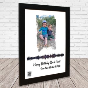 Personalised Sound Wave Photo Print, Playable QR Code, video or audio from the QR code