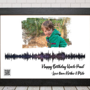 Personalised Sound Wave Photo Print, Playable QR Code, video or audio from the QR code