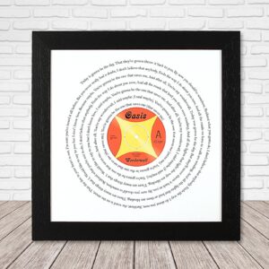 Music Lover Gifts, Personalised Lyrics Print, Record Print With Lyrics, Any Song, Any Artist, 10x10 or 12x12" print size
