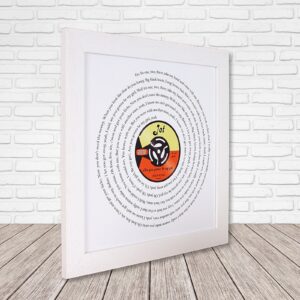 Music Lover Gifts, Personalised Lyrics Print, Record Print With Lyrics, Any Song, Any Artist, 10x10 or 12x12" print size