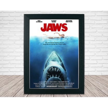 Jaws Movie Poster - Classic 70's Vintage Wall FIlm Art Print Photo - A4 or A3 Framed ready to hang