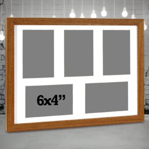 Multi Aperture Photo Frame. Holds Five 6x4 Photos. 40x30cm. Portrait and Landscape. Laser etched personalisation available - AFG21