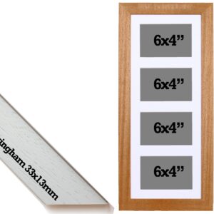 Multi Aperture Photo Frame. Holds Four 6x4" photos. 20x50cm. Portrait or Landscape. Laser etched Personalisation is available