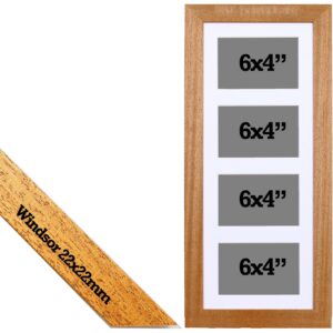 Multi Aperture Photo Frame. Holds Four 6x4" photos. 20x50cm. Portrait or Landscape. Laser etched Personalisation is available