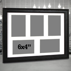 Multi Aperture Photo Frame. Holds Five 6x4 Photos. 40x30cm. Portrait and Landscape. Laser etched personalisation available - AFG21