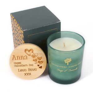 Personalised Candle, Custom Message Candle Gift, Personalised Scented Soy Candle - Sage and Seasalt scent - 130g - 21hr burn time