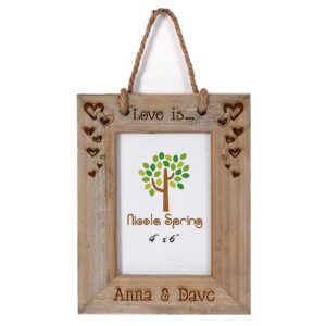 Photo Frame - Driftwood style 'Love is...' Wooden Hanging Photo frame with ropes, 6x4" - Home Decor - Wall Decor - Valentines gift