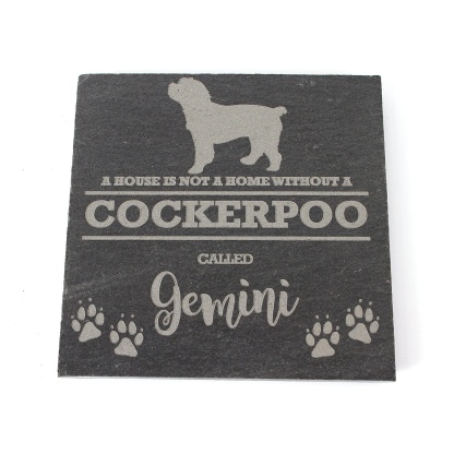 Personalised Dog Lover Dog Owner Slate Coaster | Dog Gift Customised | Cockapoo Breed | Paw Prints | Christmas | New Pet Puppy