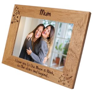 Personalised Mum Photo Frame, 'Mum I love you to the moon and back' Portrait or landscape - 6 colours available and 12 sizes (EF22)