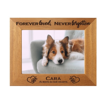 Personalised Pet Photo Frame, Pet dog cat Memorial frame, Portrait or landscape, wooden frame, 6 colours available and 12 sizes. (EF36)
