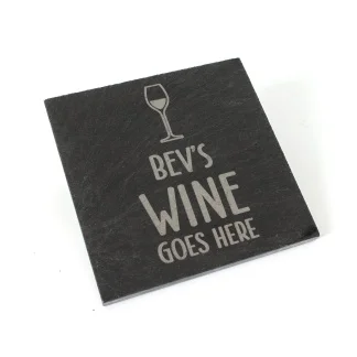 Slate Coaster, Personalised Your Drink Here, Tea, Coffee, Gin, Beer, Wine, Whisky, Laser Engraved Gift, Wedding, Birthday, Christmas