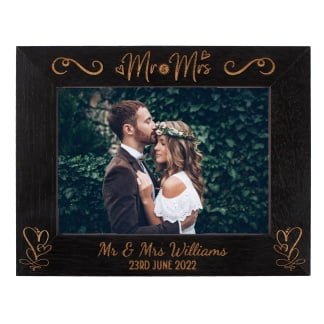 Personalised Mr & Mrs Photo Frame - Wedding - Portrait or landscape - 6 colours available and 12 sizes (EF35)