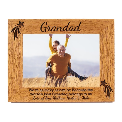 Grandad/Gramps/Bampy Personalised Photo Frame - the worlds best grandad belongs to me - 6 colours available and 12 sizes - real wood (EF14)