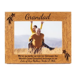 Personalised Grandad Photo Frame - Grandad/Gramps/Bampy - the worlds best grandad belongs to me - 6 colours - 12 sizes - real wood (EF14)