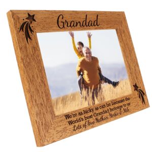 Grandad/Gramps/Bampy Personalised Photo Frame - the worlds best grandad belongs to me - 6 colours available and 12 sizes - real wood (EF14)