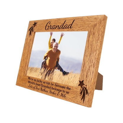 Grandad/Gramps/Bampy Personalised Photo Frame - the worlds best grandad belongs to me - 6 colours available and 12 sizes - real wood (EF14)
