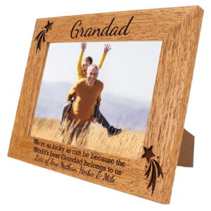 Personalised Grandad Photo Frame - Grandad/Gramps/Bampy - the worlds best grandad belongs to me - 6 colours - 12 sizes - real wood (EF14)