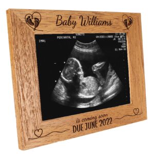 Personalised Baby Scan Photo Frame. Coming soon photo frame, Birth announcement frame, 6 colours available and 12 sizes real wood (EF27)