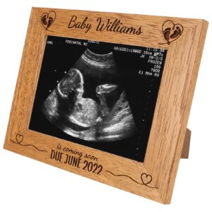 Personalised Baby Scan Photo Frame. Coming soon photo frame, Birth announcement frame, 6 colours available and 12 sizes real wood (EF27)
