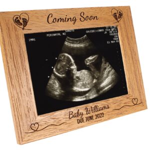 Personalised Baby Scan Photo Frame - Baby Scan - Birth announcement - Coming Soon - 6 colours available and 12 sizes - real wood (EF46)