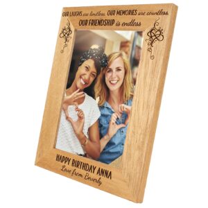 Personalised Photo Frame for Best Friends, Happy Birthday Frame, includes Our laughs are limitless quote - 6 colours - 12 sizes (EF18)