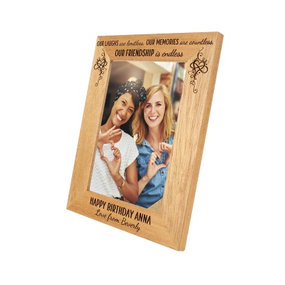 Personalised Photo Frame for Best Friends, Happy Birthday Frame, includes Our laughs are limitless quote - 6 colours - 12 sizes (EF18)