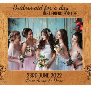 Bridesmaid gift, Personalised Photo Frame - Wedding - Bridesmaid - Maid of honour - best friend - 6 colours - 12 sizes (EF17)