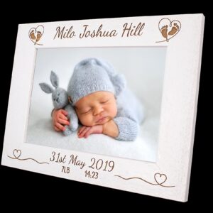 Personalised Photo Frame - baby frame - New Baby - Birth day info - Portrait or landscape - 6 colours available - 12sizes - real wood (EF10)