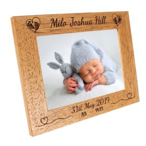 Personalised Photo Frame - baby frame - New Baby - Birth day info - Portrait or landscape - 6 colours available - 12sizes - real wood (EF10)