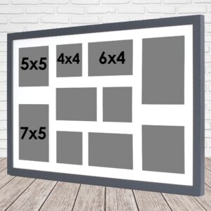 Multi Aperture Photo Frame. Holds Ten Photos. 60x40cm. Portrait and Landscape. Laser etched personalisation available - AFG12
