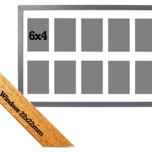 Multi Aperture Photo Frame. Holds Ten 6x4" Photos. 60x40cm. Portrait and Landscape. Laser etched personalisation available - AFG13