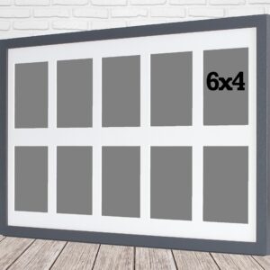 Multi Aperture Photo Frame. Holds Ten 6x4" Photos. 60x40cm. Portrait and Landscape. Laser etched personalisation available - AFG13