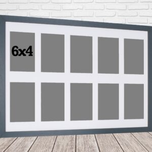 Multi Aperture Photo Frame. Holds Ten 6x4" Photos. 60x40cm. Portrait and Landscape. Laser etched personalisation available - AFG13
