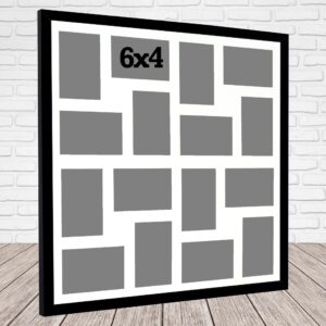 Multi Aperture Photo Frame that holds 16 6x4" Photos. 60x60cm. Laser etched personalisation available - AFG6