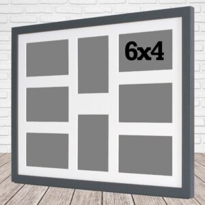 Multi Aperture Photo Frame. Holds 8 6x4" Photos. 50x40cm. Portrait and Landscape. Laser etched personalisation available - AFG9