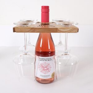 Personalised 4 Glass Wine Butler, wooden wine glass and bottle holder. Ideal gift for couples, Christmas, anniversary, wedding